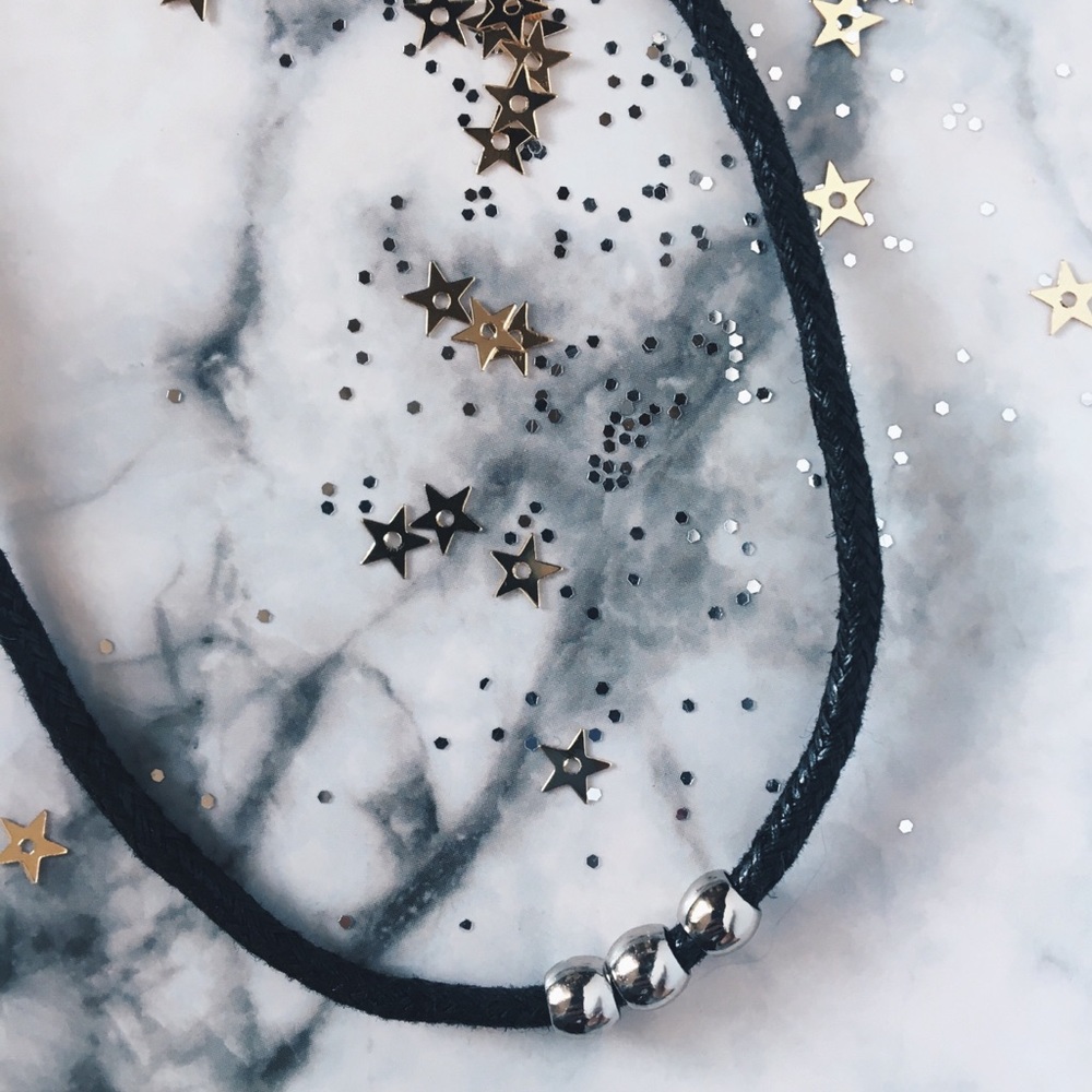 Black and Silver Triple Bead Choker